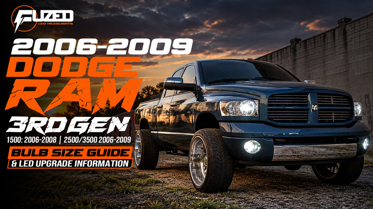 2006-2009 Dodge Ram 3rd Gen bulb size guide for 2006-2008 Ram 1500 and 2006-2009 Ram 2500 3500