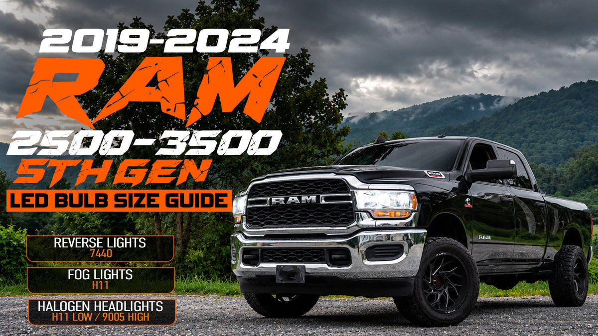 2019-2024 Ram 2500 and 3500 LED bulb size guide for H11, 9005, fog and reverse lights