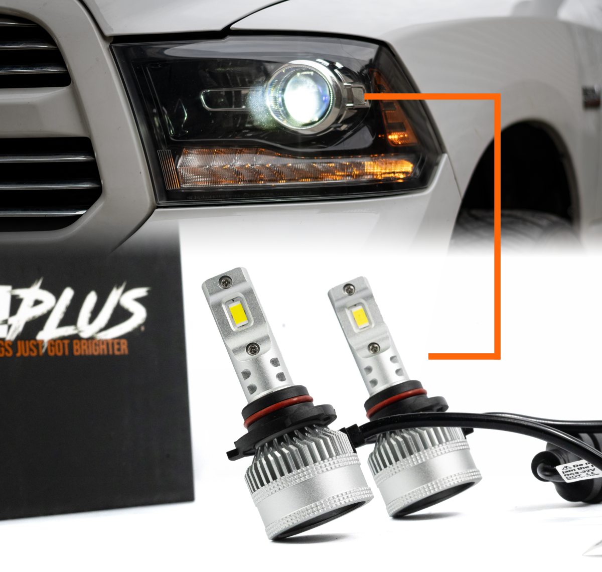 (High/Low Beam Headlights) 12,000 LUMEN F1 PLUS 2.0 Series LED Bulbs Set Ram 16-19