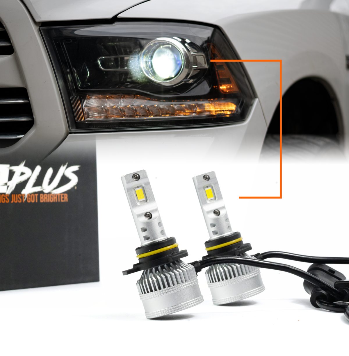 (High/Low Beam Headlights) 12,000 LUMEN F1 PLUS 2.0 Series LED Bulbs Set 13-15 Ram