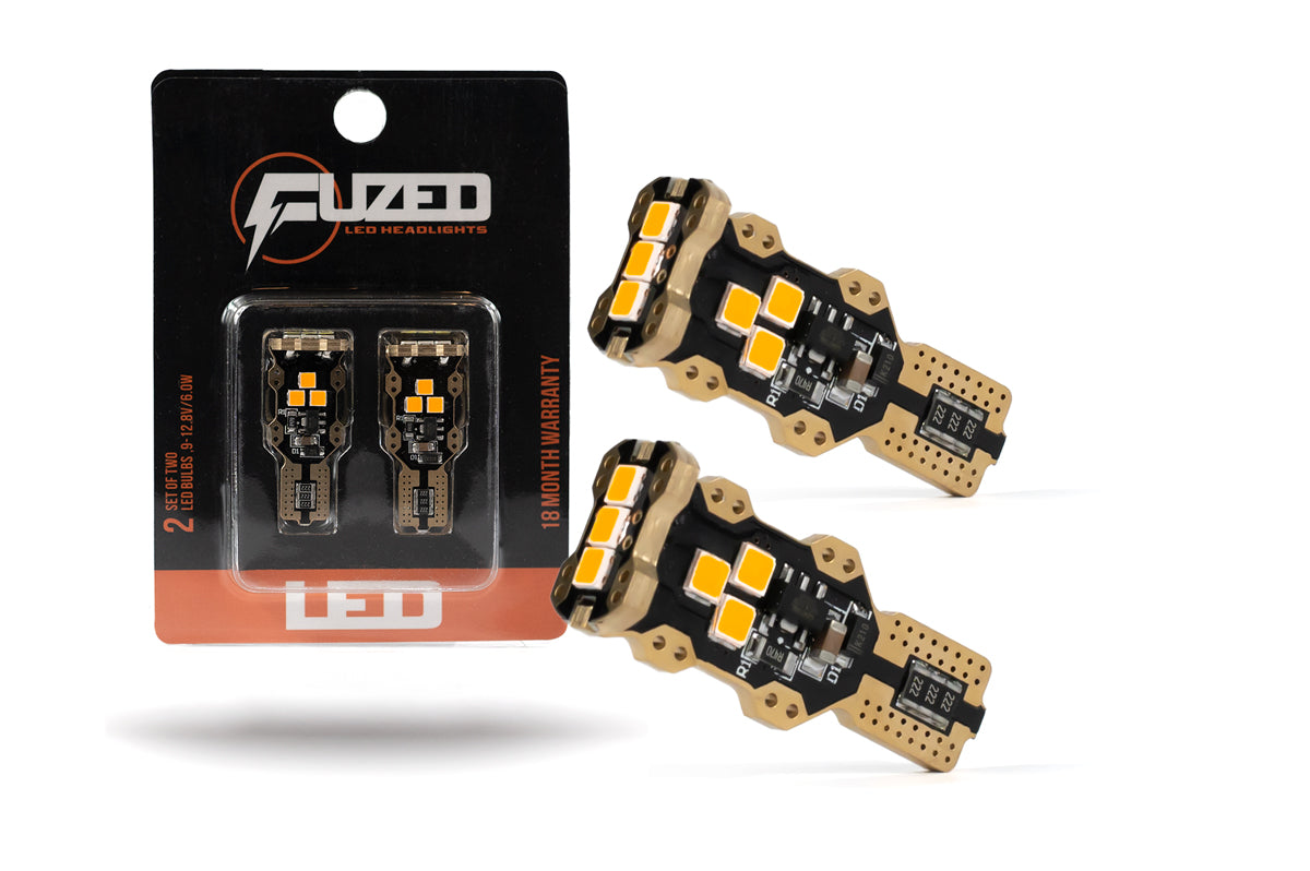 (Turn Signals) 921 912 FUZED LED Amber Running Turn Signal Light Bulbs