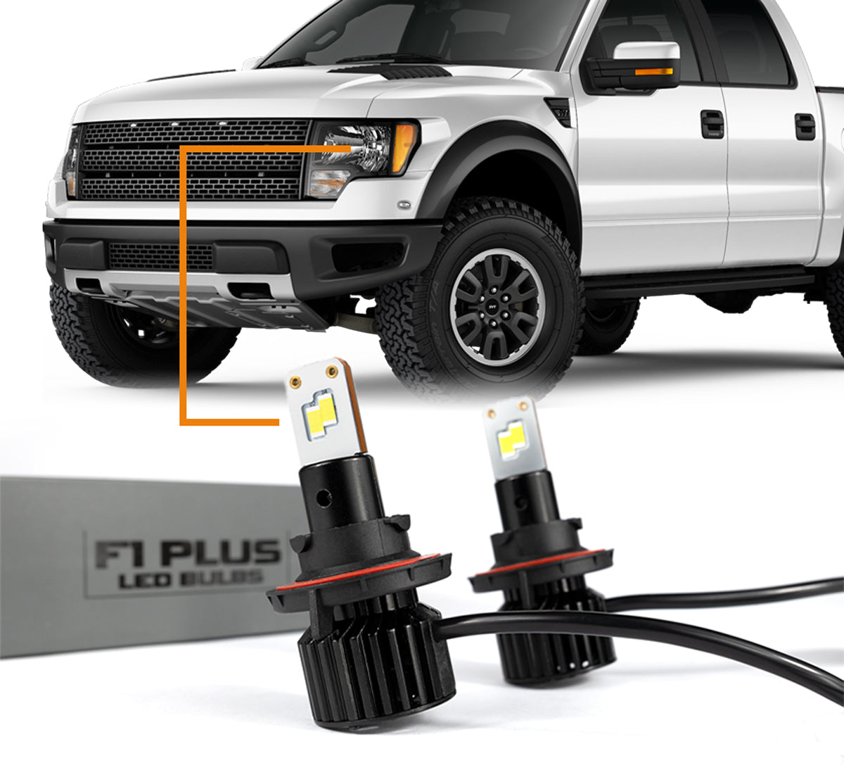 (Headlights - Reflector Style) 2010-2014 Raptor High/Low 10,000 LUMEN LED Bulb Set