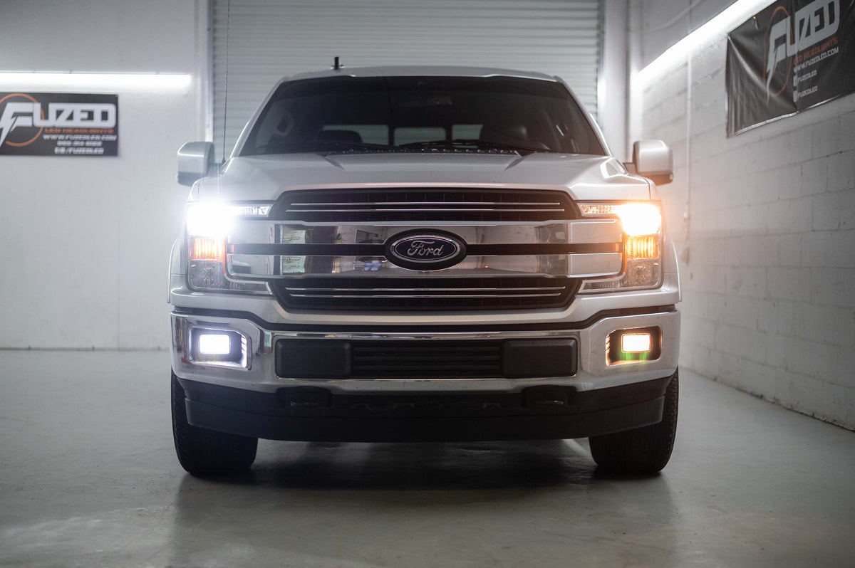 2018 to 2020 Ford F150 halogen headlights with FUZED LED upgrade comparison